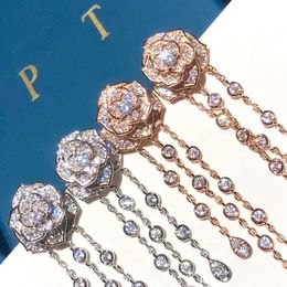Piage oorbellen Rose -serie ingelegd kristal extreem 18K vergulde sterling zilveren luxe sieraden hoogwaardige merkontwerper Ann214W