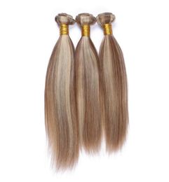 Piano Color 8613 Highlight Human Hair Weave Bundles 3Pcs Lot Droit Brun Clair Blond Mix Piano Couleur Brésilienne Vierge Cheveux W8767733