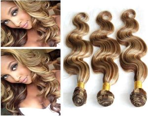 Piano Color Péruvien Cheveux Humains Bundles Offres 3Pcs Vague de Corps 8613 Brun et Blond Piano Mix Couleur Vierge Extensions de Tissage de Cheveux 782199056