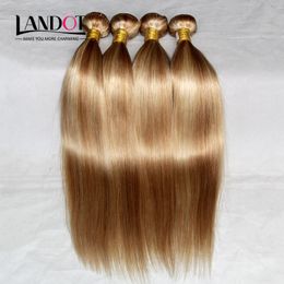 Piano Menselijk Haar Weave Braziliaanse Maleisische Indiase Peruaanse Rechte Haar Extensions Bundels Mix Kleur Honing Blond 27 / Bleach Blonde 613 # Haar