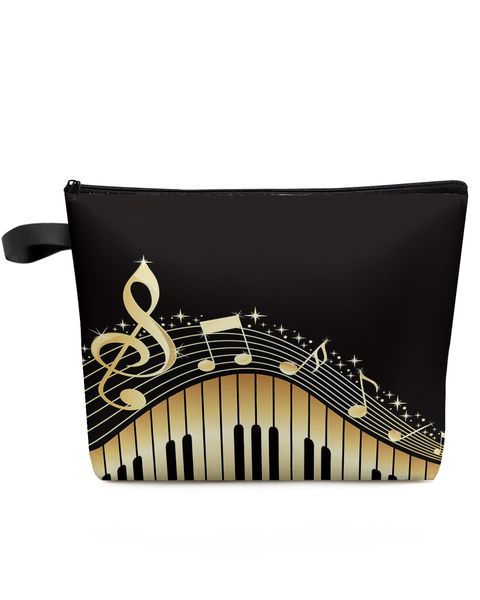 Keys de piano nota Música Gradiente Gran capacidad Viaje Cosmética Bolsa de almacenamiento de maquillaje portátil P sol de almacenamiento de mujeres