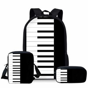 Piano Muziek Opmerking 3D Print Kinderen Schooltassen Voor Kinderen Schouder Bagpack Tiener Boek Tassen Meisjes Jongens Basis Schooltas Custom X0529