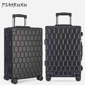 Piaoruxu – valise à roulettes en alliage d'aluminium et de magnésium pour hommes et femmes, valise de voyage entièrement en métal, Rose J220707