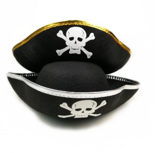 Piate Hat Buccaneer Costume Accessoires Enfants Adultes Capitaine Halloween Thème Jeu De Rôle Accessoires Or Argent Garniture