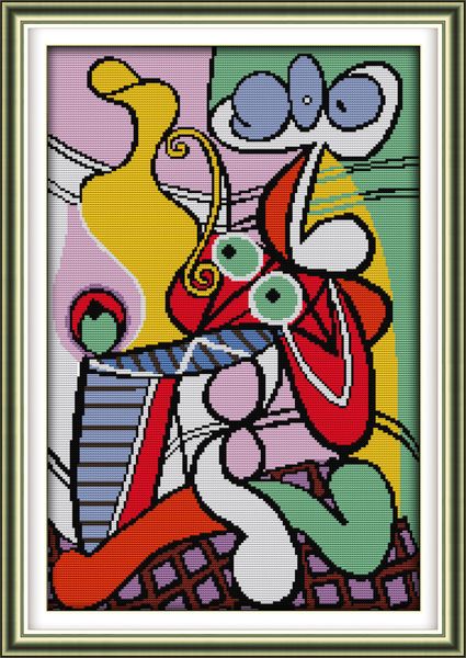 Pinturas de decoración de bricolaje de aceite moderno de naturaleza muerta de Picasso, juegos de costura de bordado de punto de cruz hechos a mano impresión contada en lienzo DMC 14CT / 11CT