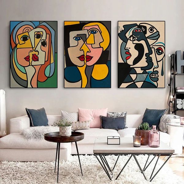Pinturas en lienzo de arte abstracto de Picasso, carteles clásicos e impresiones de cuadros de pared para Bar, cafetería, sala de estar, decoración del hogar 240130