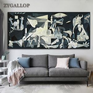 Pinturas de arte famoso de Picasso, impresión de Guernica en lienzo, reproducción de obras de arte de Picasso, cuadros de pared para decoración del hogar de sala de estar