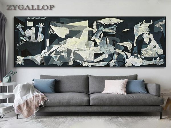 Picasso famosos pinturas de arte impresa Guernica en lienzo Picasso Picasso Reproducción de imágenes de pared para sala de estar Decoración del hogar1212450