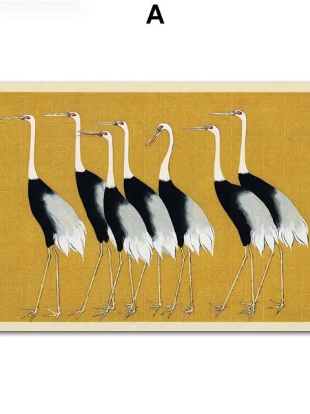 Picasso Inspired Bird Crane Kanagawa rétro Résumé Art mural japonais, affiches et imprimés en toile, images murales parfaites