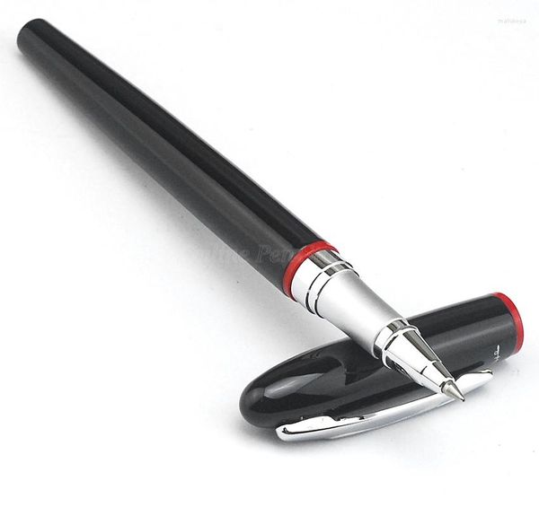 Picasso Pimio – stylo à bille à bille en métal noir, anneau rouge, rechargeable, garniture argentée, outil d'écriture professionnel de papeterie de bureau, 907