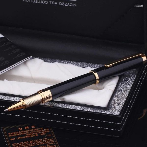 Picasso Pimio 918 Dreamy Polka Shining Black Roller Ball Pen Gold Trim Tinta recargable Lujoso juego de regalo de escritura