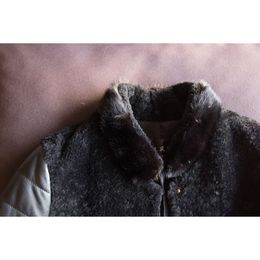 Collecte des fuites : fourrure de mouton en cuir véritable Haining, col en vison intégré, veste manteau pour femme 664220