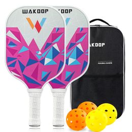 Pickleball Paddle SetCarbon Pickleball Raquette Ensemble de 2 raquettes et 4 balles de PickleballRaquette de Pickleball avec sac portable 240223