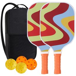 Ensemble de palettes de pickleball-Ensemble de 2 raquettes de pickleball en graphite approuvé par l'USAPA, 4 balles de pickleball, raquette de pickleball de tennis de plage 240223