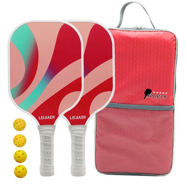 Pagaies de pickleball raquettes de tennis raquettes pagaies de cornichon ensemble de 4 boules de pickleball et 1 sac de transport en nid d'abeille de fibre de fibre de carbone de carbone avec poignée ergonomique