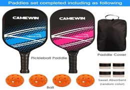 Pickleball Racket Set Carbone Fibre Composition PE Honembemb Core 2 Paddles4 Balls4 Sweat Absorbant1 Sac de couverture 2201055215954