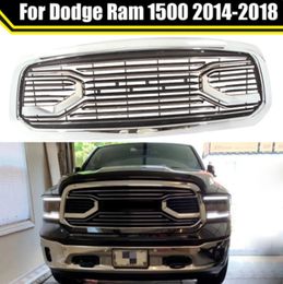 Pickup Truck Auto Midden Voorbumper Grill Kap Bovenste Grille Shell Voor Dodge Ram 1500 2500 3500 2014-2018 Chrome ABS Racing Grille