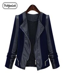 Pickyourlow Pu Leather Femmes Mabinement Jacket Plus taille Patchwork Motorcycle Motorcycle pour la mode femelle Zipper Grande Lady Ourwear Y7517639