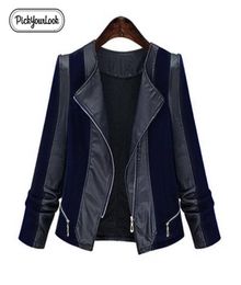 Pickyourlow Pu Leather Femmes Veste en manteau plus taille Patchwork Motorcycle pardessus pour la mode femelle Zipper Grande Lady Ourwear Y8369023