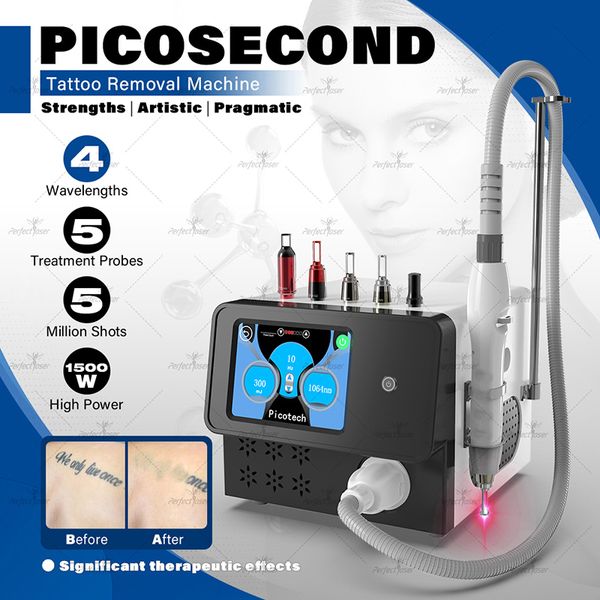 Pico Laser Machine Tattoo Repoval Professional Salon Utiliser 4 Dispositif Picoseconde de longueur d'onde pour éliminer les tatouages entièrement couleurs