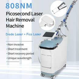 Machine de détatouage au laser picoseconde de haute technologie Q-Switch Nd Yag Laser Traitement de poupée noire Équipement de soins de la peau Laser à diode 808 Épilation indolore
