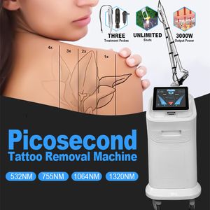 Máquina de eliminación de marcas de nacimiento, pecas y cicatrices de tatuajes con láser de picosegundo, dispositivo de rejuvenecimiento de la piel con 4 longitudes de onda, Nd Yag Q Switched