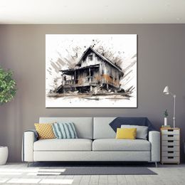 Image sur toile simplicité maison en bois Script impression Post peinture encadrée pour décor de salle de bureau