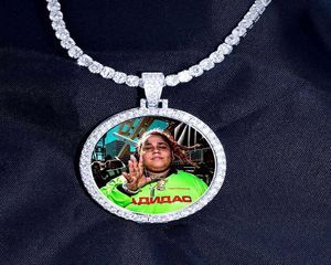 Foto ronde op maat gemaakte po medaillons hanger ketting tennisketen goud zilveren kleur kubieke zirkoon hiphop jeae392238608