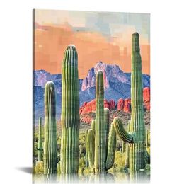 Art mural d'image Beau cactus en Arizona Impression d'images sur toile Désert Sunset Landscape Painting Oeuvre d'œuvres d'art pour le décor de chambre à coucher