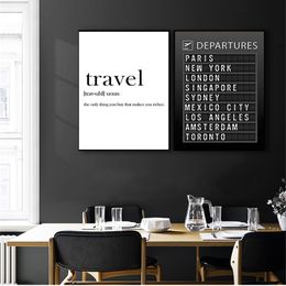 Pictures Home DecorationAccept Customization Airport Board Destination Poster Canvas Painting Wall Art Wallmoon Travel Quotes 220623