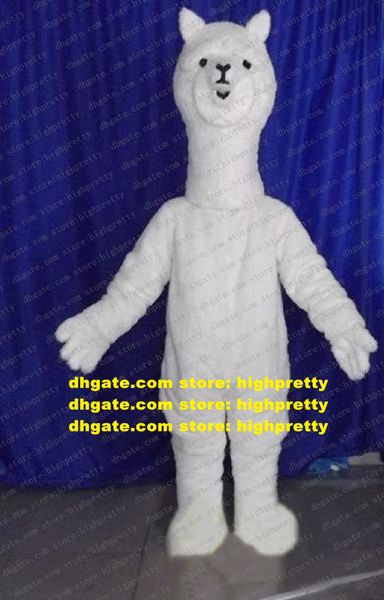 Pittoresque blanc alpaca llama alpacos yamma mascotte costume de dessin animé mascotte mascotte adulte petit nez germe zz440 navire gratuit