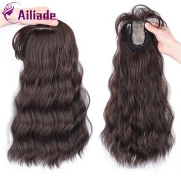 Pièce AILIADE 35/45CM postiche synthétique 3 clips en une seule pièce cheveux ondulés avec frange pour femmes