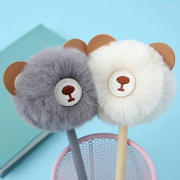 Pièce fille peluche balle ours gel stylo scolaire officiel fournit la papeterie mignon kawaii créatif charmants stylos doux