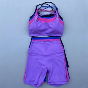 Piece Gym 2 Sport Women Yoga Set Workout Outfit Fiess Pak Cross Braps Bra High Taille Shorts Running Tracksuit F2405 F2405 L405 L405