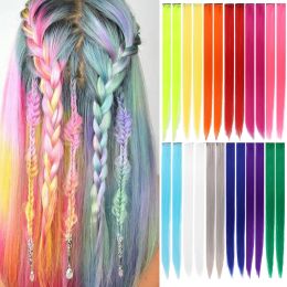 Piece Piece Lupu 22 "Synthétique Hair Colored Rainbow Clip Clip in Hairpice For Kids Girls Femmes Long Straight Multicolors