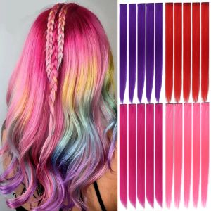 Piece Piece Lupu Colored Party Hights Clip Colorful in Hair 22 pouces Straight Synthetic Hairpieces For Women Kids Girls