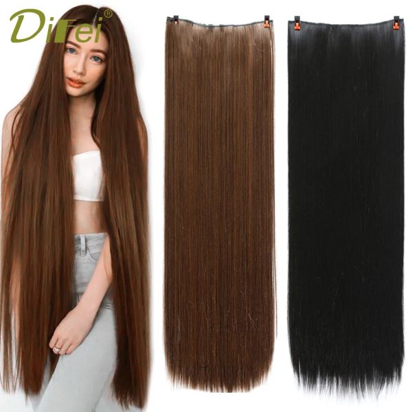 Piece Piece Difei 5 Clips Hoies synthétiques Long Clip roire dans les cheveux Natural False Hair Black Brown Hair Pieces pour femmes