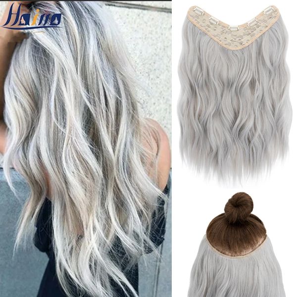 Piece Synthétique 18 pouces 5 clip Long Curly Wave Hairstyle Colorful One Piece Poice Brown Blonde Blonde Black pour femmes