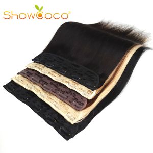 Pièce Showcoco Clipin One Piece Extensions de cheveux humains 160g Clips de cheveux droits 100% Remy Natural Hair 5 Clips Ins for Women