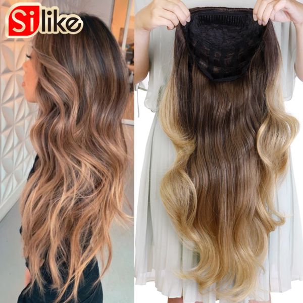 Silike – demi-perruque synthétique 3/4, cheveux longs blonds ombrés, perruques de Cosplay sans colle à haute température pour femmes noires/blanches