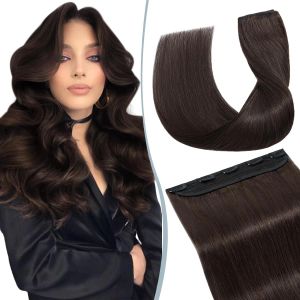 Piece Clip raide dans les extensions de cheveux Real Human Hair 3/4 Full Head Waft plus épais avec 5 clip de haute qualité pour les femmes # 2 One Piece