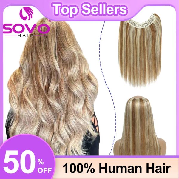 Pièce VShape Clip dans les extensions de cheveux 100% Human Hair One Piece avec 5 clips 100 g Clip sur Extensions Hair Natural Full Head 1426 pouces