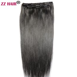 Pieza ZZHAIR 100% Extensiones de cabello humano Remy 16 "28" 2 piezas Set 100 g 200 g Clipsin dos piezas Natural recto 1x20 cm 1x15 cm