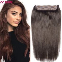 Stuk ZZHAIR Clipin 100% Braziliaanse Menselijk Remy Hair Extensions 16 "24" Een Stuk 1 stks Set 100g 160g Natuurlijk Recht