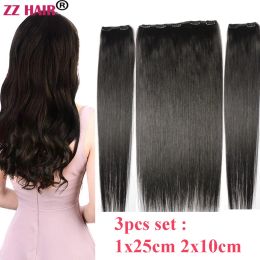 Stuk ZZHAIR Clipsin 100% Human Hair Extensions 16 "28" Machine Gemaakt Remy Haar Drie Stukken 3 stks Set 100g 200g Natuurlijk Recht