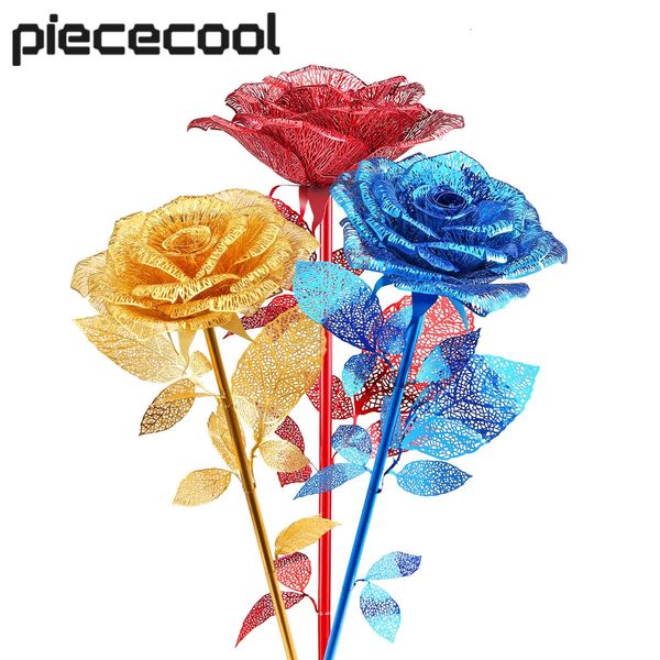 Piececool-rompecabezas de Metal 3D, Kits de construcción de modelos de rosas, juguete de rompecabezas DIY para adultos, regalos de cumpleaños, 240108
