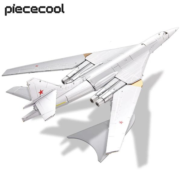 Piececool 3D Puzzles en métal 1 200 Tu-160 bombardier avion modèle d'assemblage kits puzzle bricolage jouets pour adultes cadeaux de noël ensemble de puzzle 240115