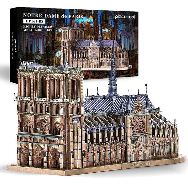 PiseCool 3D Metal Puzzles Jigsaw Notre Dame Cathedral Paris DIY Modèle de construction Kits Toys for Adults Cadeaux d'anniversaire 240509