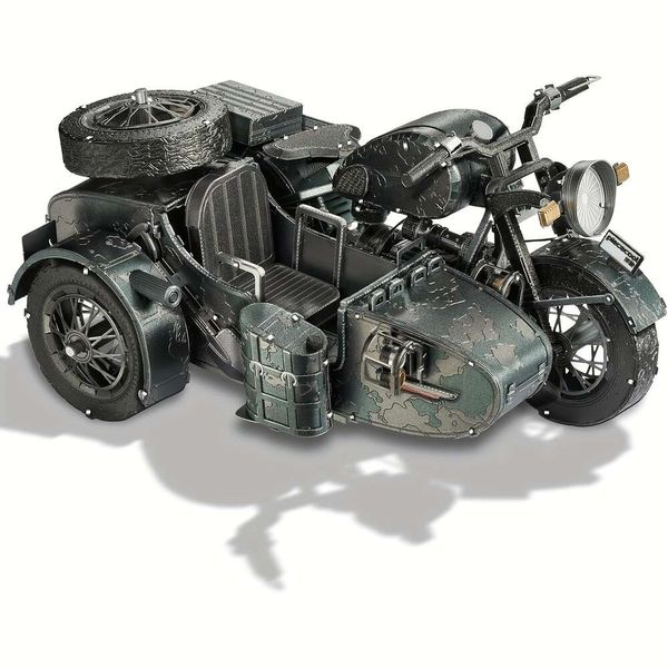 Piececool Rompecabezas 3D para Adultos, Motocicleta con Sidecar Kits de construcción de Modelos de Metal para Tiempo en Familia, Side Car DIY Artes y Manualidades de ensamblaje, el Mejor Regalo de cumpleaños