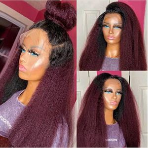 Pièces de cheveux naturels 28 pouces doux Ombre 99j Yaki crépus lisses pour femmes, ligne de cheveux avec bébé Afro 230609